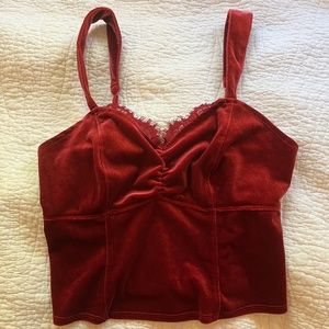 Deep Pink Velvet Bustier-Style Top NWOT